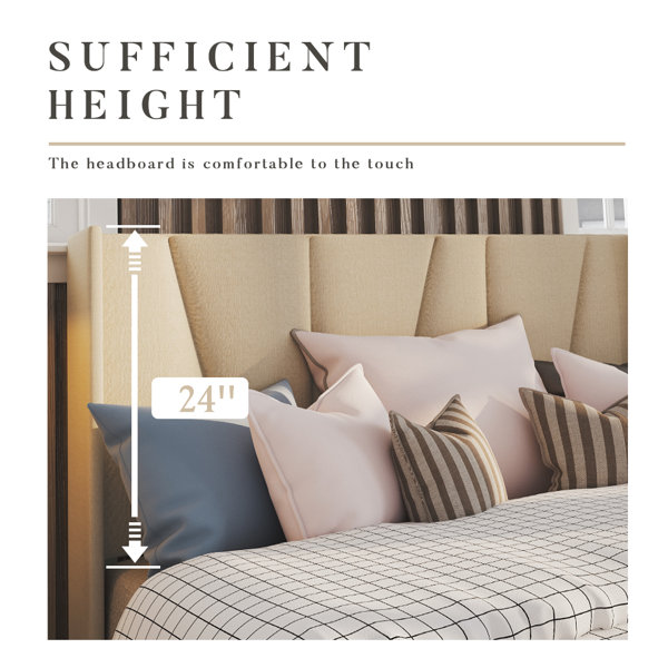 Mercury Row® Heid Upholstered Platform Bed with Wingback Headboard